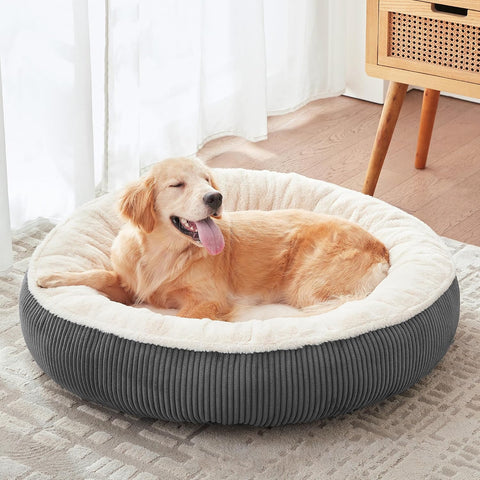 36 inches Donut Dog Bed for Large Dogs - Calming Round Pet Bed with Removable&Washable Cover