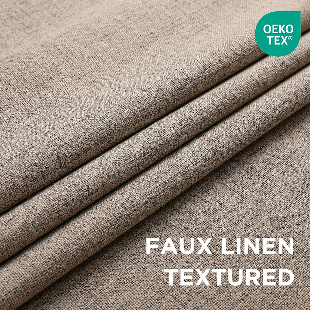 100% Blackout Curtains 96 inches Long 2 Panels Set, Faux Linen Room Darkening Long Drapes With Grommet, Thermal
