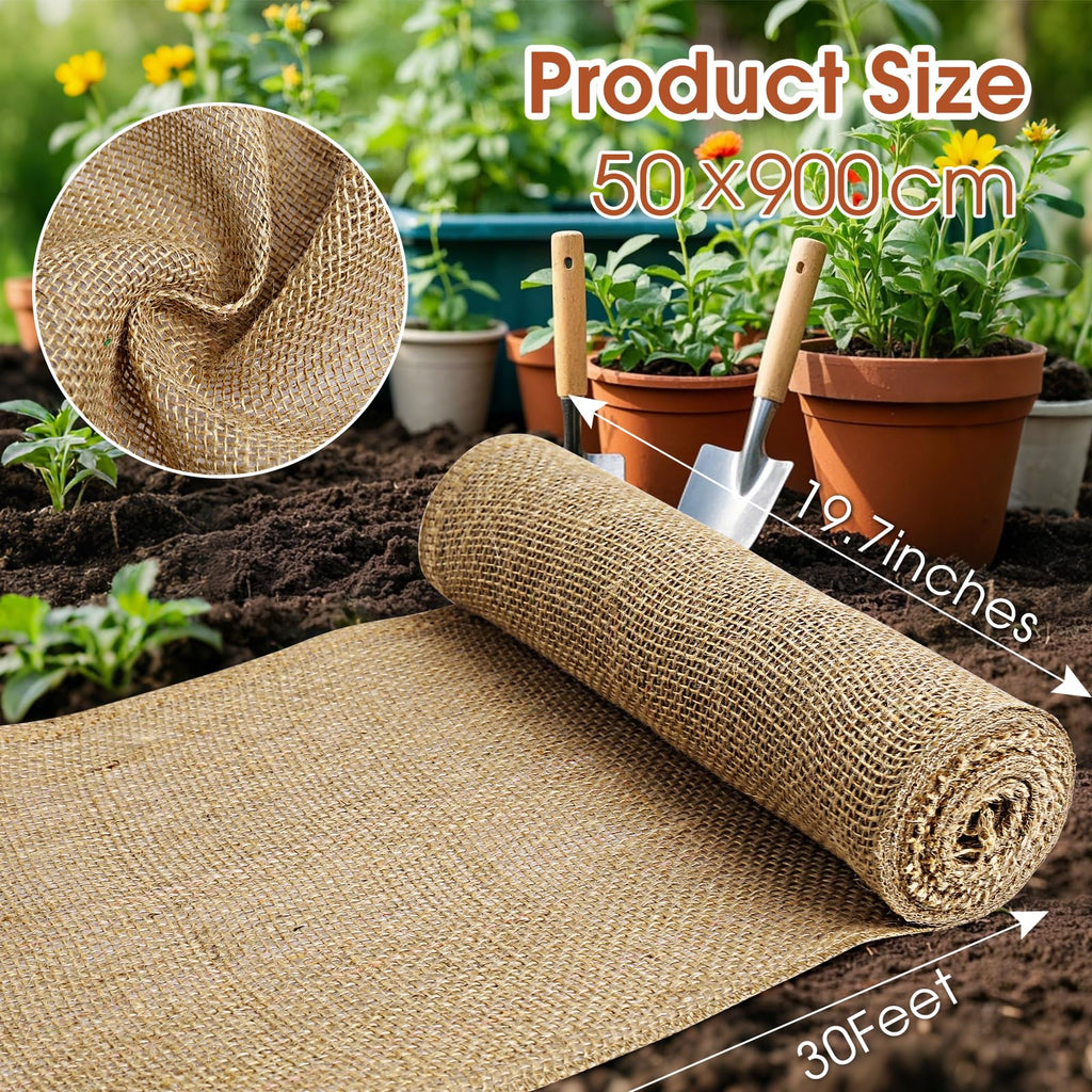 Burlap Fabric Roll - Garden Burlap Fabric Roll Natural Jute Outdoor Fabric Burlap Weed Barrier Trees Trunk Wrap for