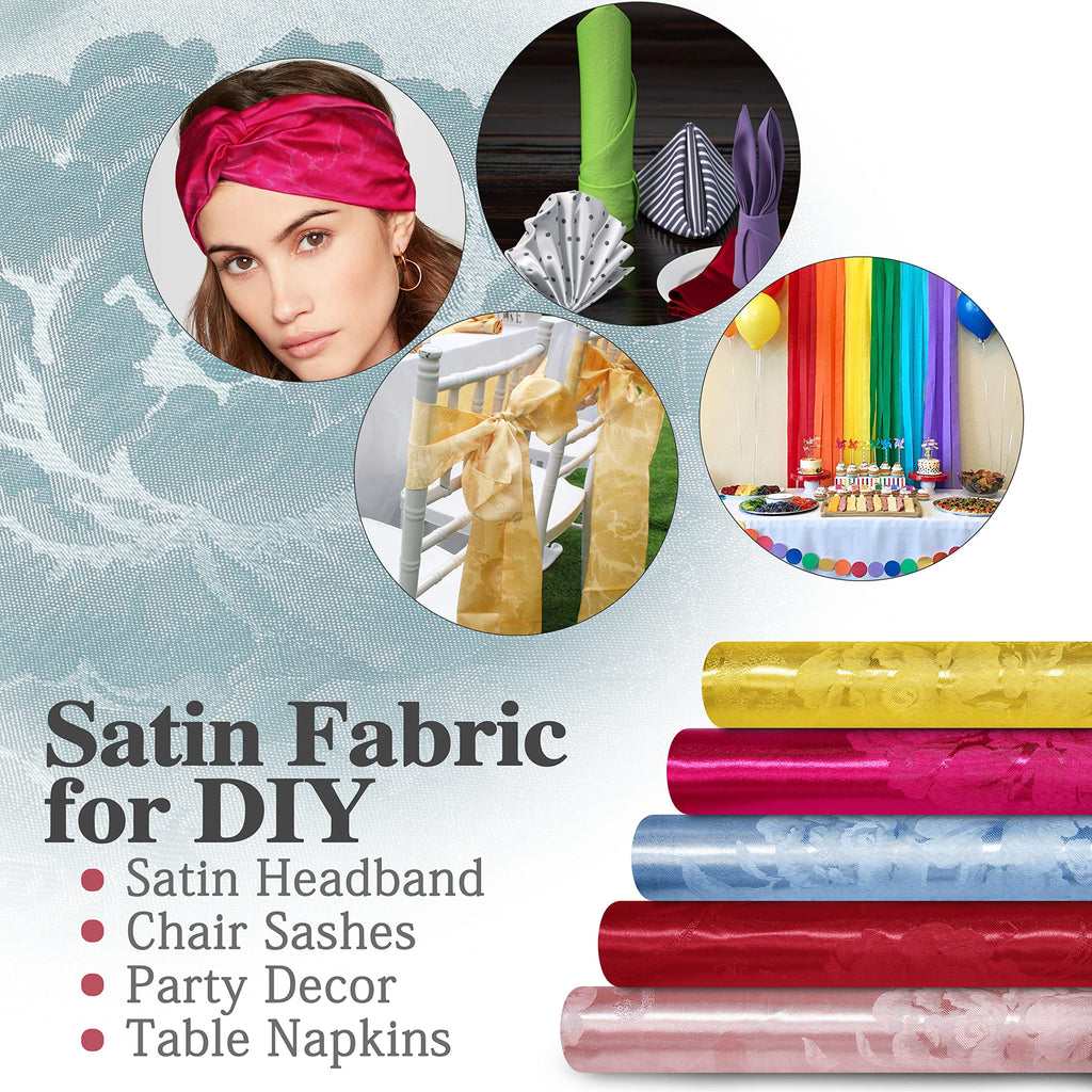 1 Yard Red Satin Jacquard Fabric 49" Wide for DIY Crafts