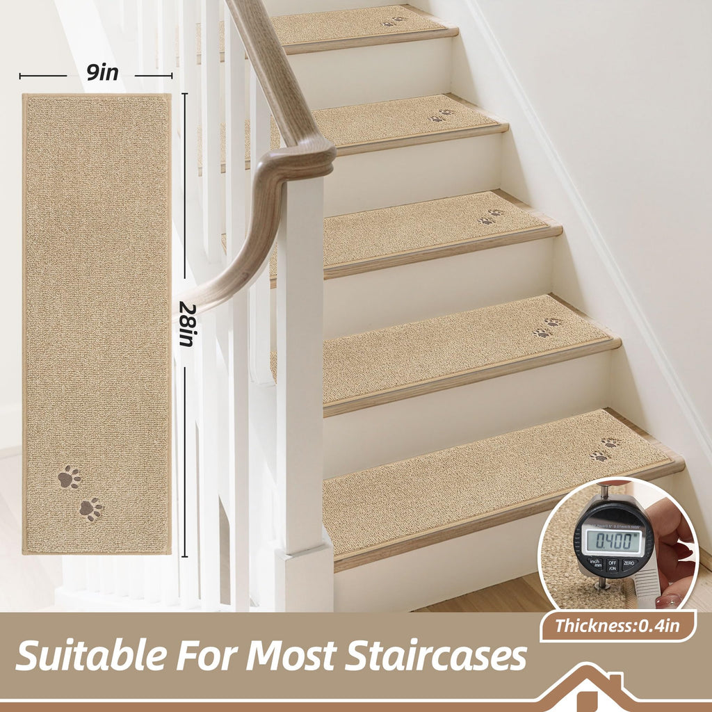 Non Slip for Wooden Steps 28" x 9", 4pcs, Warm Beige
