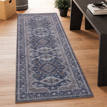 2'6"x8 Runner Rug Non Slip, Washable Rug Runners s Navy