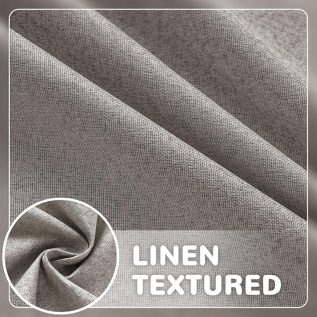 Linen Outdoor Curtains Waterproof with Zipper Blackout Curtains 2 Panels Top & Bottom Grommet Patio Outdoor Privacy