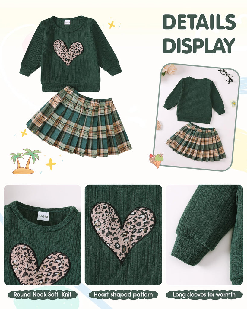 Toddler Baby Girl Outfits Girls Clothse Green Plaid Skirt