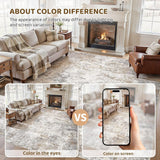10x14 Area Rug Living Room Rugs - Washable Neutral Modern Abstract Soft Thin Large Rug Indoor Floor 