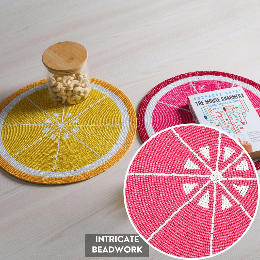 Beaded Placemats Set of 4 Multi Round Glass Chargers