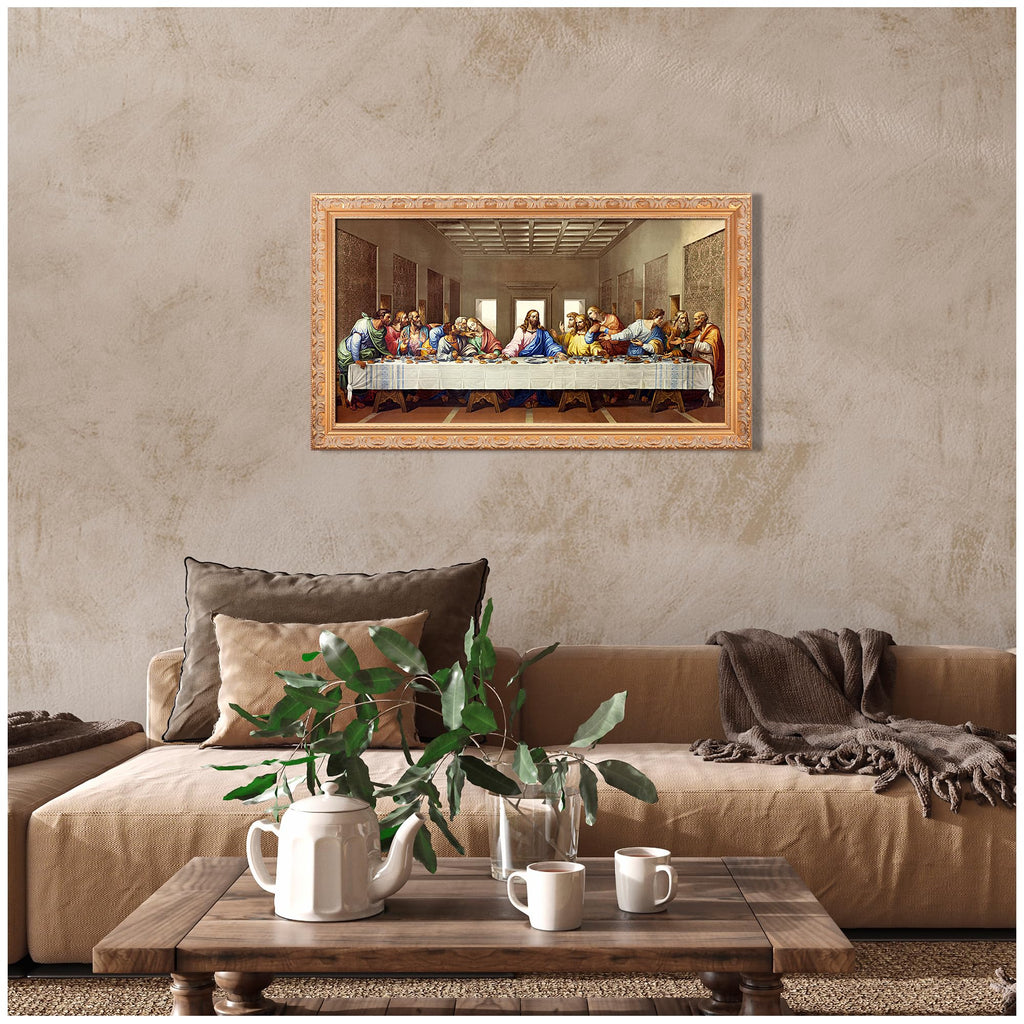The Last Supper Golden Solid Wood Frame, 40.25x22.25