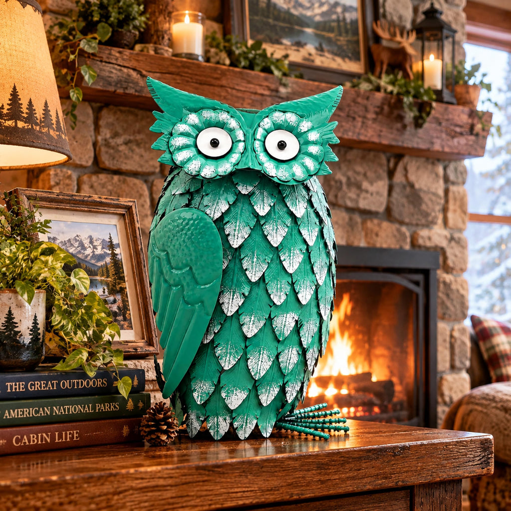 Large Owl Statue, Bird Figurine Gift for Halloween Christmas