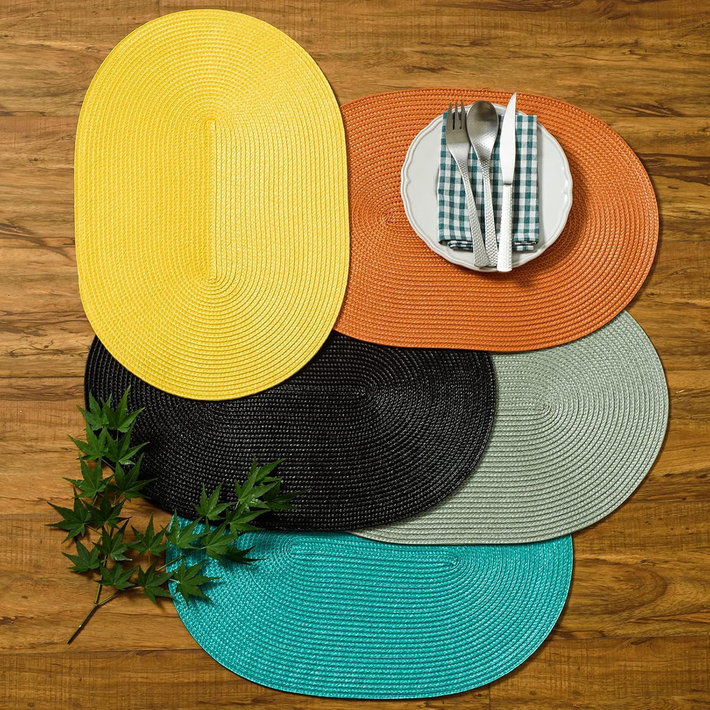 Placemats for Dining Table Washable Woven Non-Slip 18x12 inches Placemat Heat-Resistant Durable Table Mats - Set of 6