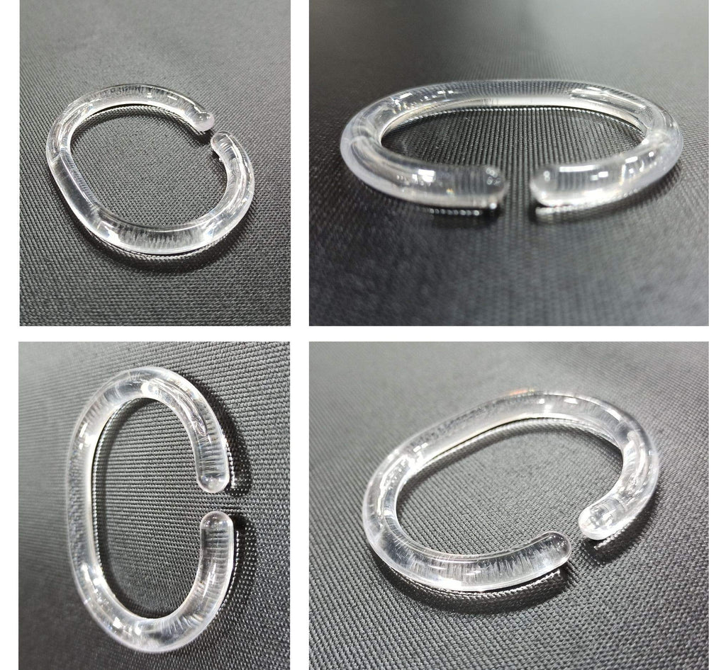 Transparent Shower Curtain Rings, Material - Plastic, 24 Pieces