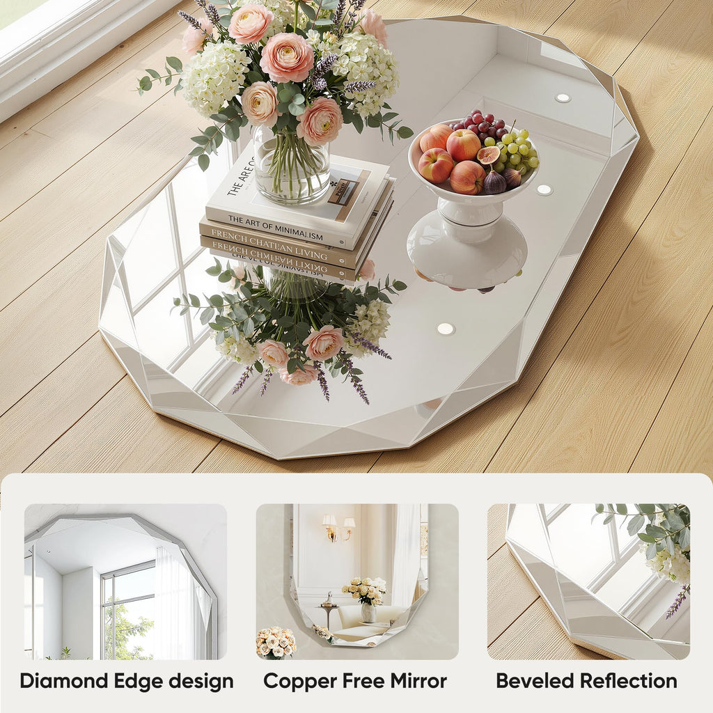 Bathroom, 30"x 40" Wall, Frameless Bathroom with Beveled Edge, Oval Shape