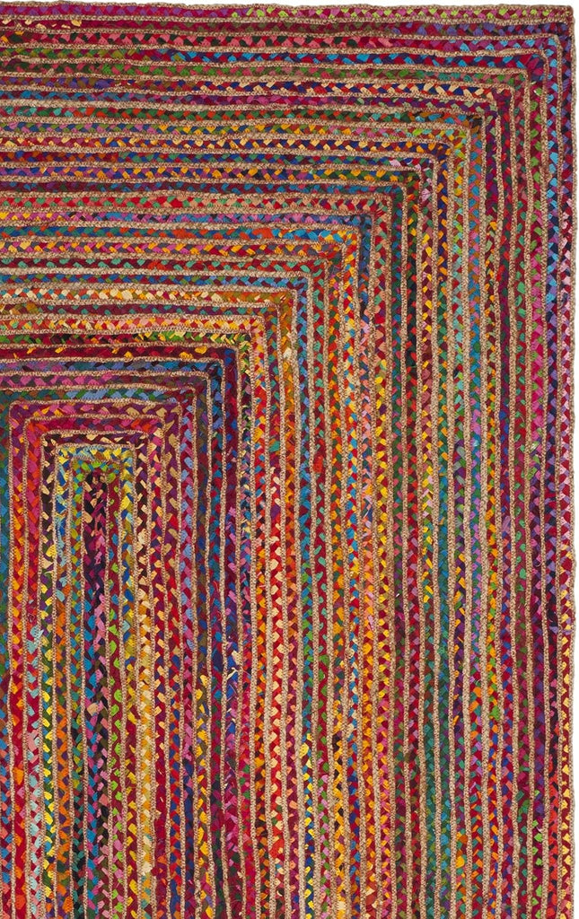 Cape Cod Area Rug, Jute Braided Large Red & Multi CAP202A | 1/4" Pile, Indoor Rug, Handwoven, Braided Jute &