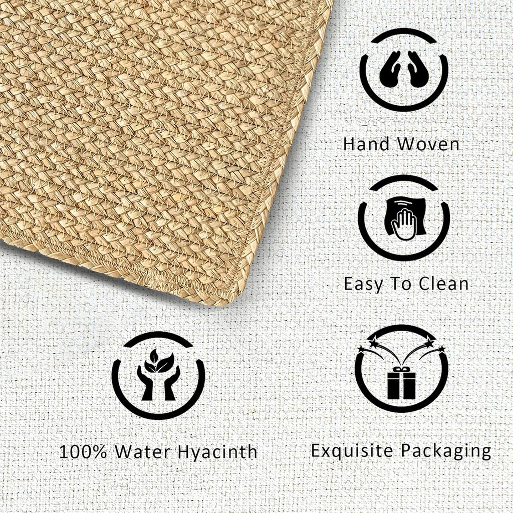 Woven Placemats Set of 6 Rattan Placemats Rectangle Natural Placemats Wicker Heavy Braided Straw Placemat Farmhouse