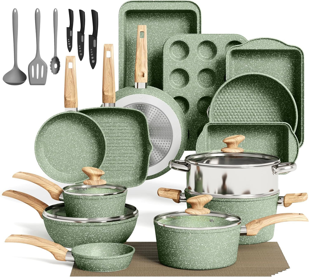 30 Piece Pots and Pans Set, Kitchen Cookware Sets Non Stick | Induction Compatible, PFOA & PFOS Free, Bakeware Sets