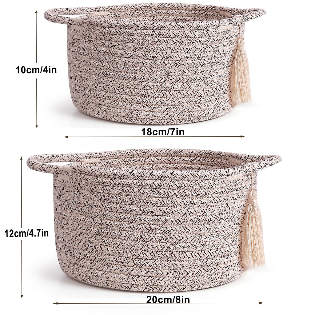 Small Gift Basket Empty to Fill, 2 Pack, Mini Woven Basket, Natural Beige