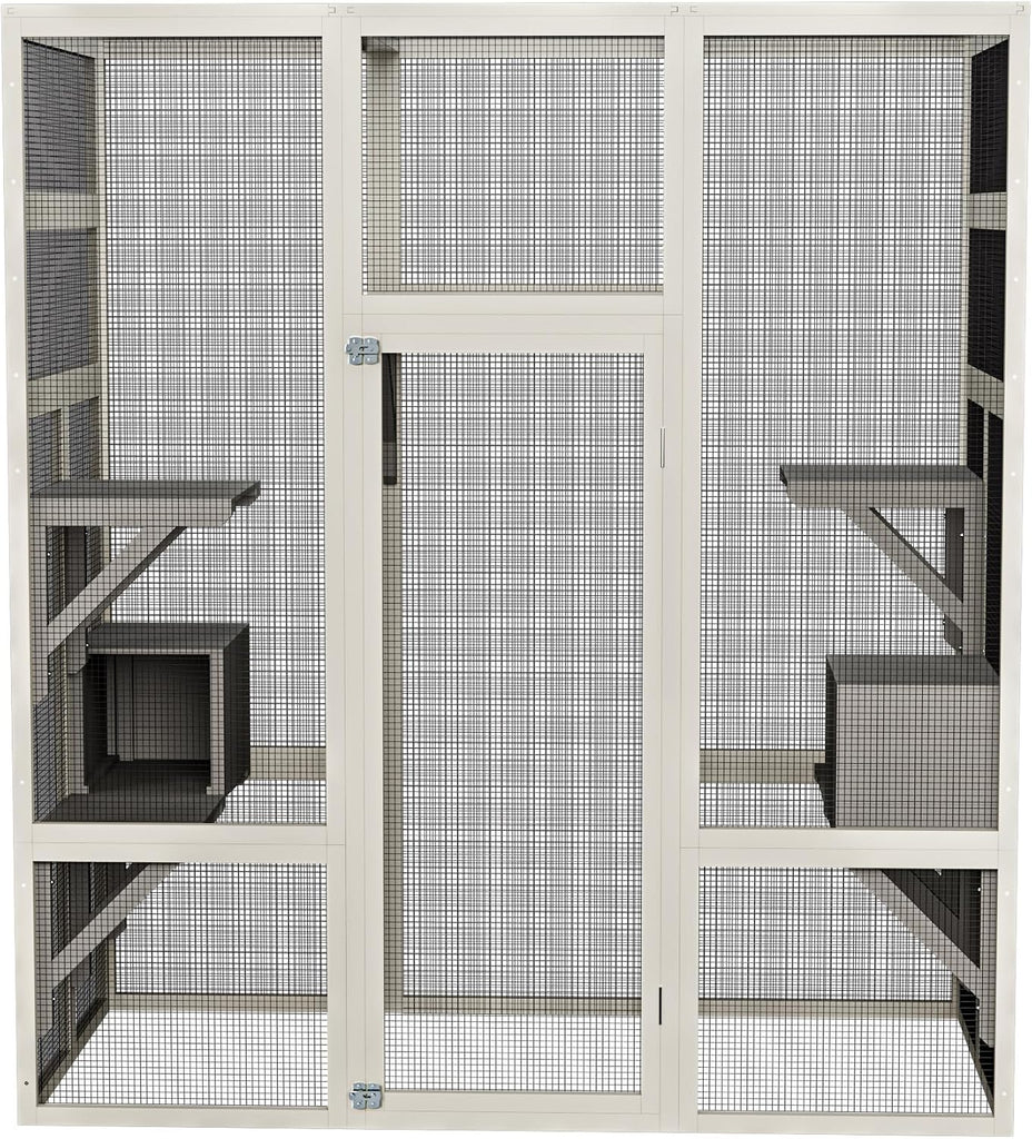 Outdoor Wooden Cat House Large Catio Solid Wood Gray 62.6