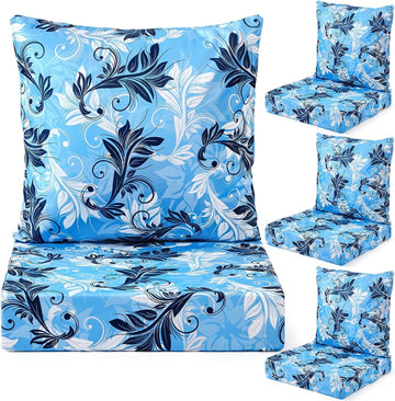 4 Set Outdoor Chair Patio Cushions 20 x 20 Inch Deep Seat Waterproof Chair Cushions Furniture Set Replacement