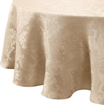 Home Fashions Caiden Elegance Damask Waterproof, Stain & Wrinkle Resistant Fabric Tablecloth, 90" Ro