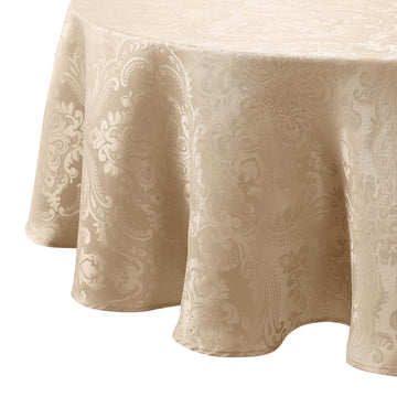 Caiden Elegance Damask Tablecloth, Taupe - 60" W x 84" L Oval