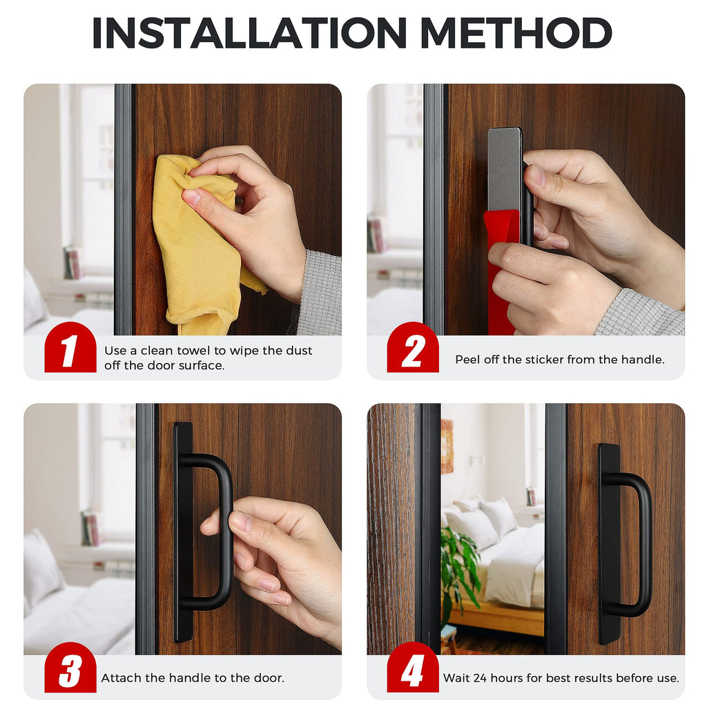 Adhesive Cabinet Handles Stick on Pulls, Black 2 Pack