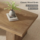 Farmhouse Coffee Table, 47.24 Inch Rectangle Center Table with Large Tabletop & Thick Base, Rustic Wooden Furniture