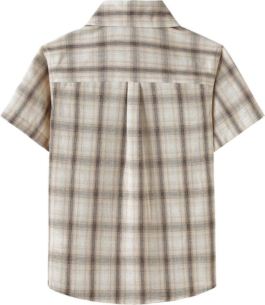 Boys Plaid Short Sleeve Button Down Shirt Casual Woven Shirts