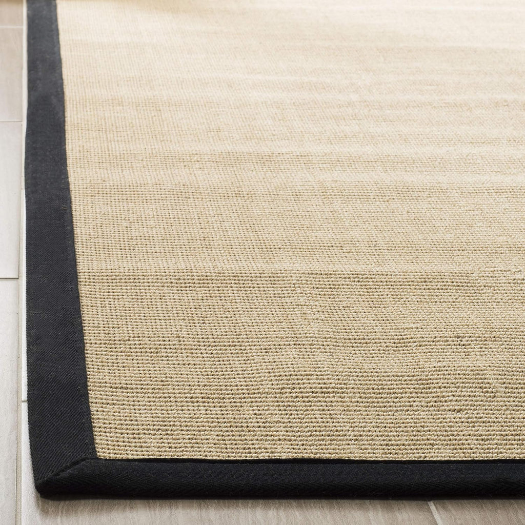 Natural Fiber Collection Runner Rug, Maize & Black, Border Sisal Design, Easy Care, Ideal for High