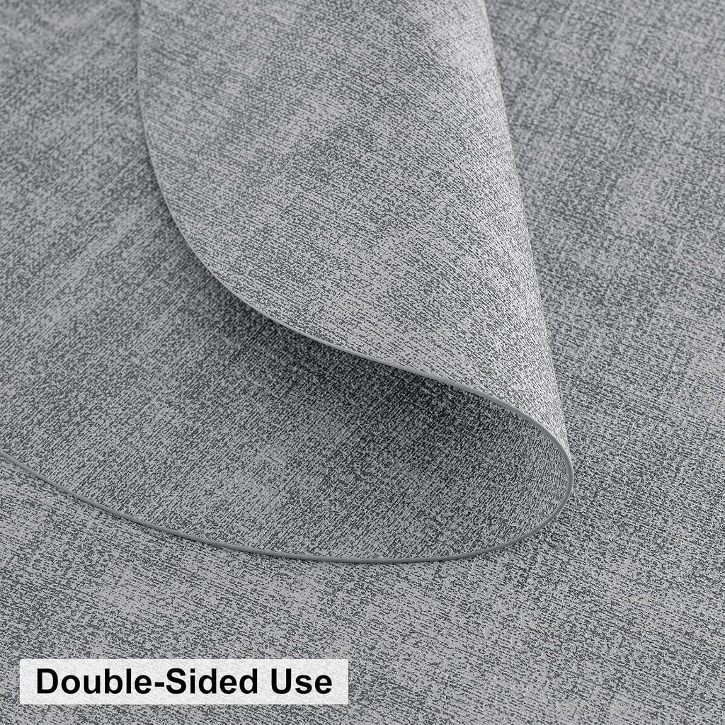 Round Faux Leather Placemat and Coaster 6 Packs, Washable Heat Resistant Dining Place Mats, Wipeable Double-Sided - Set of 6