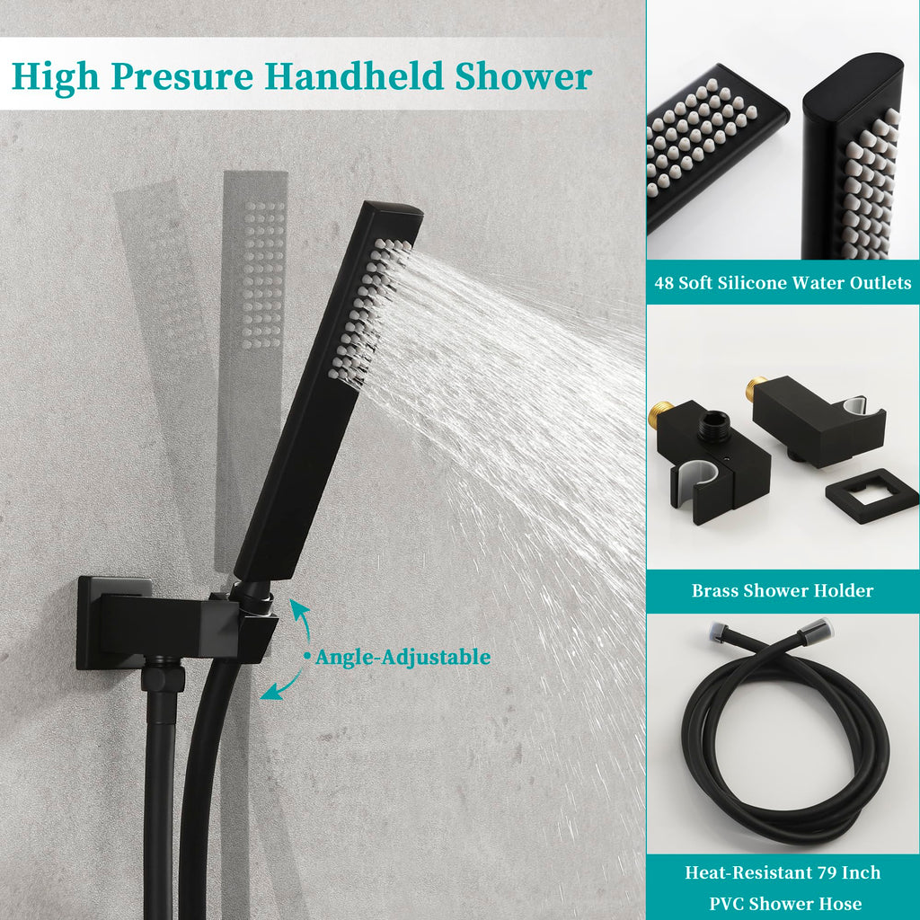 Ceiling Mount Shower System, LED 12 Inch Full Body Shower Head