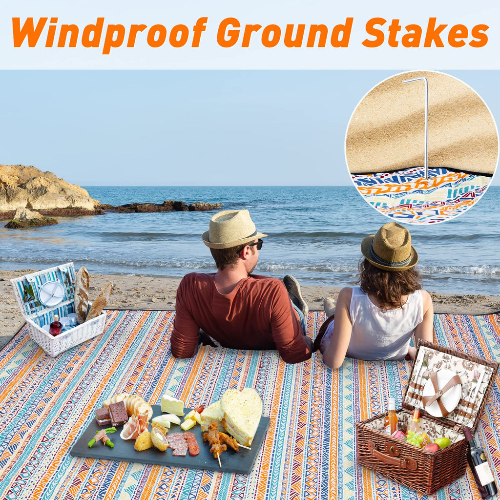 Picnic Blankets Extra Large, Waterproof Foldable Outdoor Beach Blanket Oversized 83x79" Sandproof, 3-Layer Picnic Mat