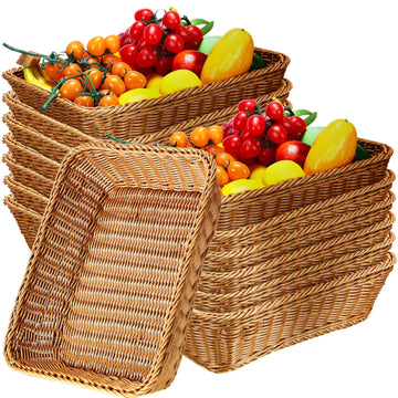 14 Pack Wicker Bread Baskets Woven Serving Basket, 15.8 Inch