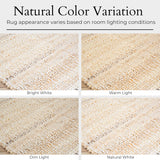 Jute-Cotton Rug 2x6 - Luxurious Natural Hallway Runner with Non-Slip Backing, Low-Profile Kitchen Ru