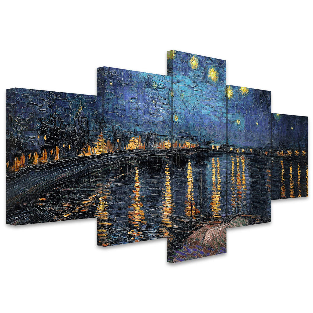 Large Canvas Wall Art Starry Night Over The Rhone by Vincent Van Gogh Abstract Plants Illustrations Impressionism