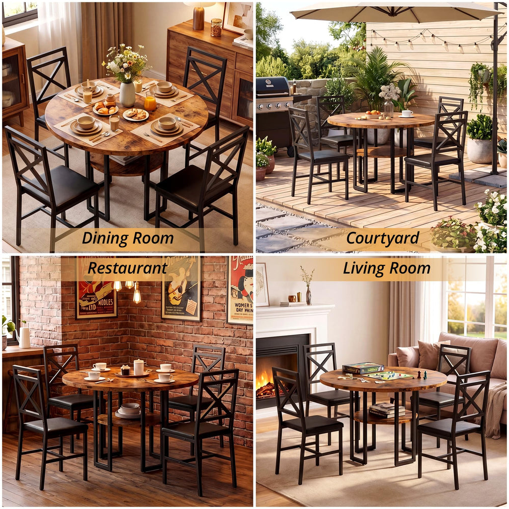 Dining Table Set for 4, 47.2 inch Round Kitchen Table and 4 Chairs