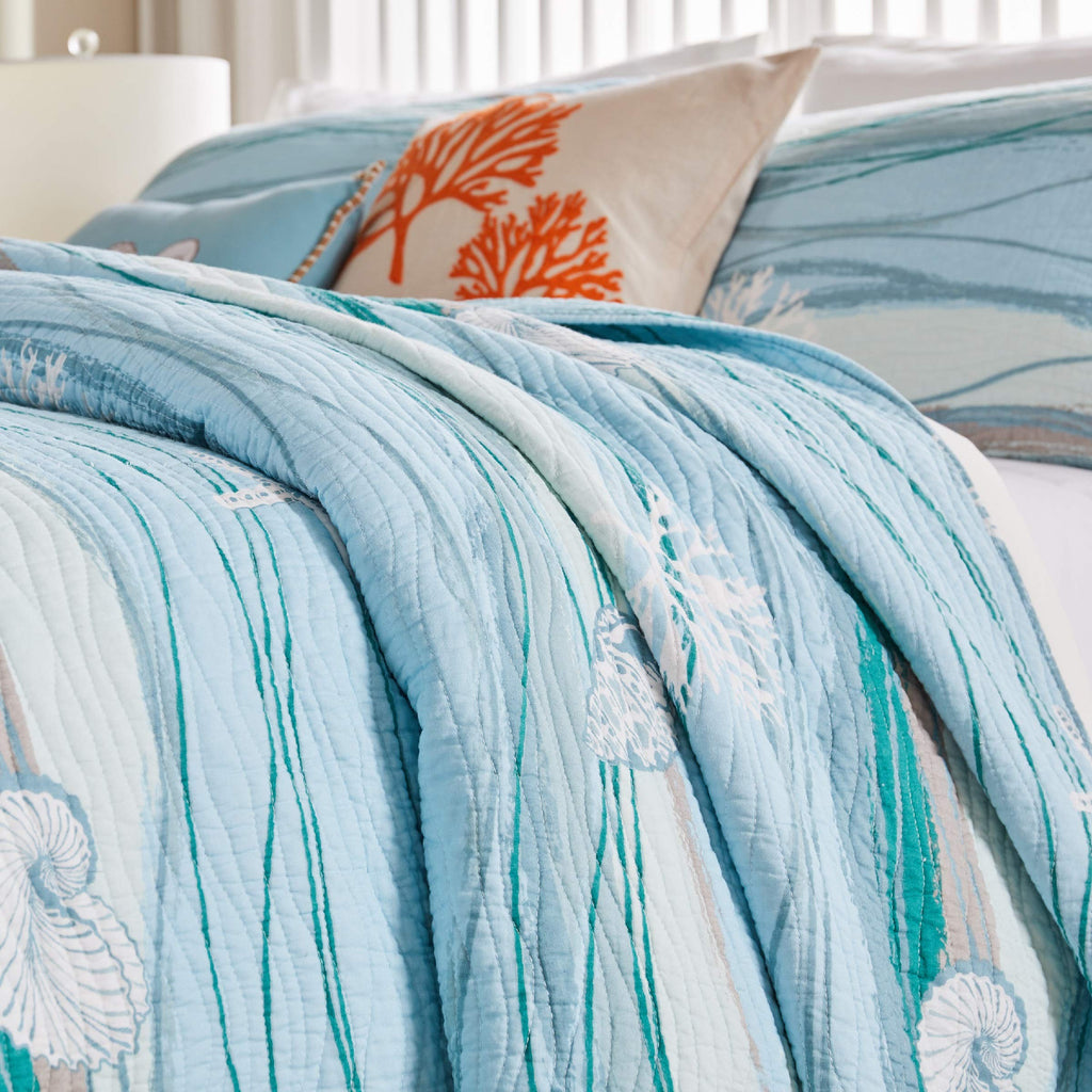 Home Maui Embroidered Coastal Quilt Set, (2-Piece)