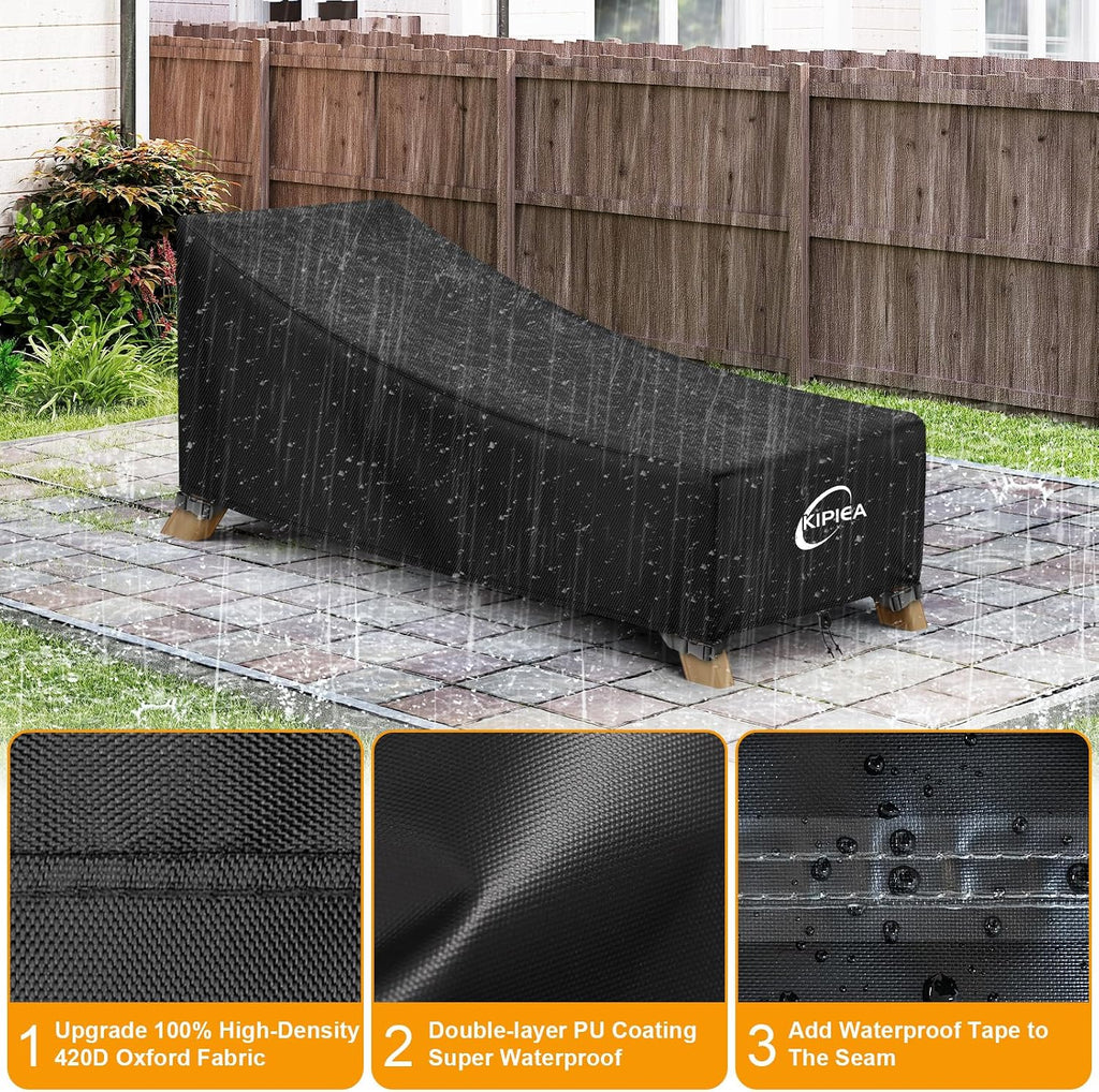 Waterproof Patio Lounge Chair Covers for Outdoor Furniture, Heavy Duty Outdoor Chaise Lounge Cover with Anti UV and