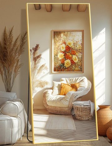 Full Length Floor Mirror 75"x35", Large Standing Body Mirror, Gold