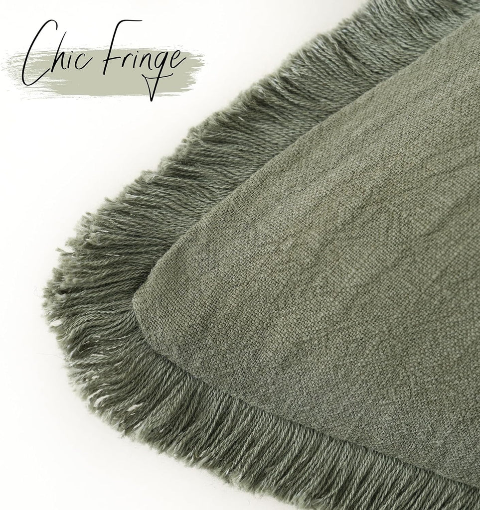 Set of 2 Decorative Linen Fringe Throw Pillow Covers Cozy Boho Farmhouse Cushion Cover with Tassels Soft Accent