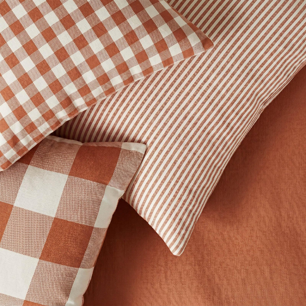 Burnt Orange Fall Plaid Outdoor Porch Pillow Covers 18x18 Set of 4