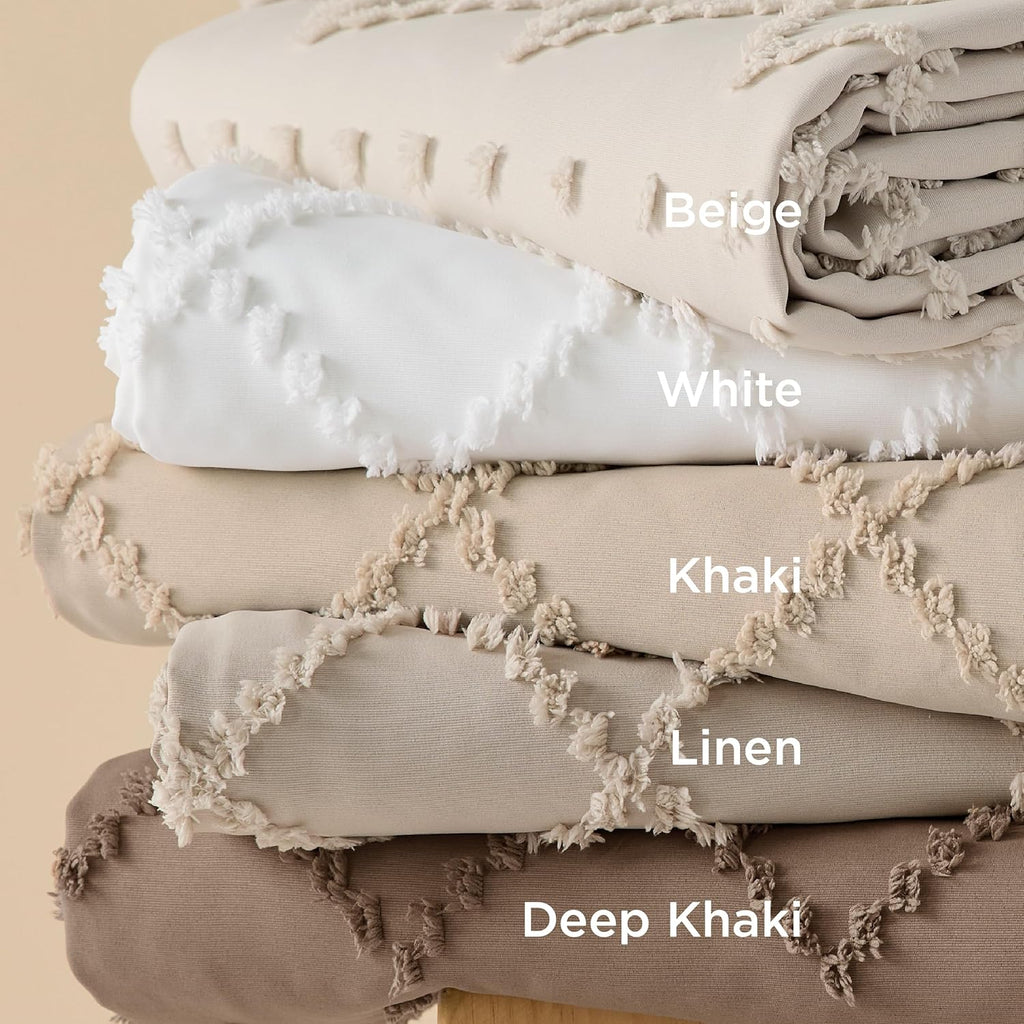Boho Duvet Cover King - Boho Bedding, Tufted King Duvet Cover for All Seasons, 3 Pieces Embroidery Distressed Vintage