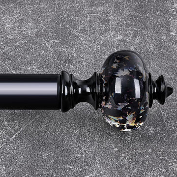 Black Curtain Rod for Windows 48 to 84 Inches, 1'' Heavy Duty Adjustable Modern Drapery Rods with Unique Crystal