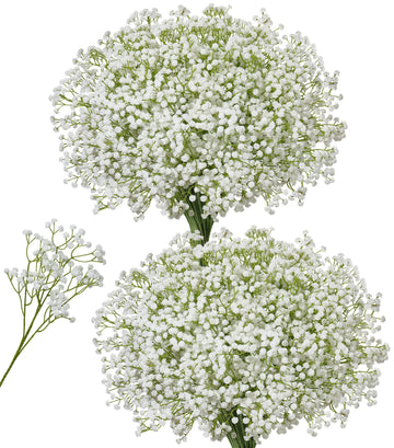 Babys Breath Artificial Flowers, 50 pcs White Flowers Artificial Real Touch Faux Flowers Bouquet Look Real Fake