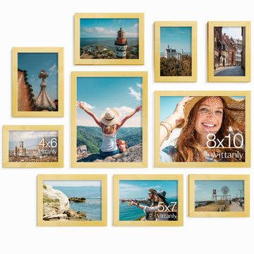 10 Pack Picture Frames Collage Wall Decor, Gold