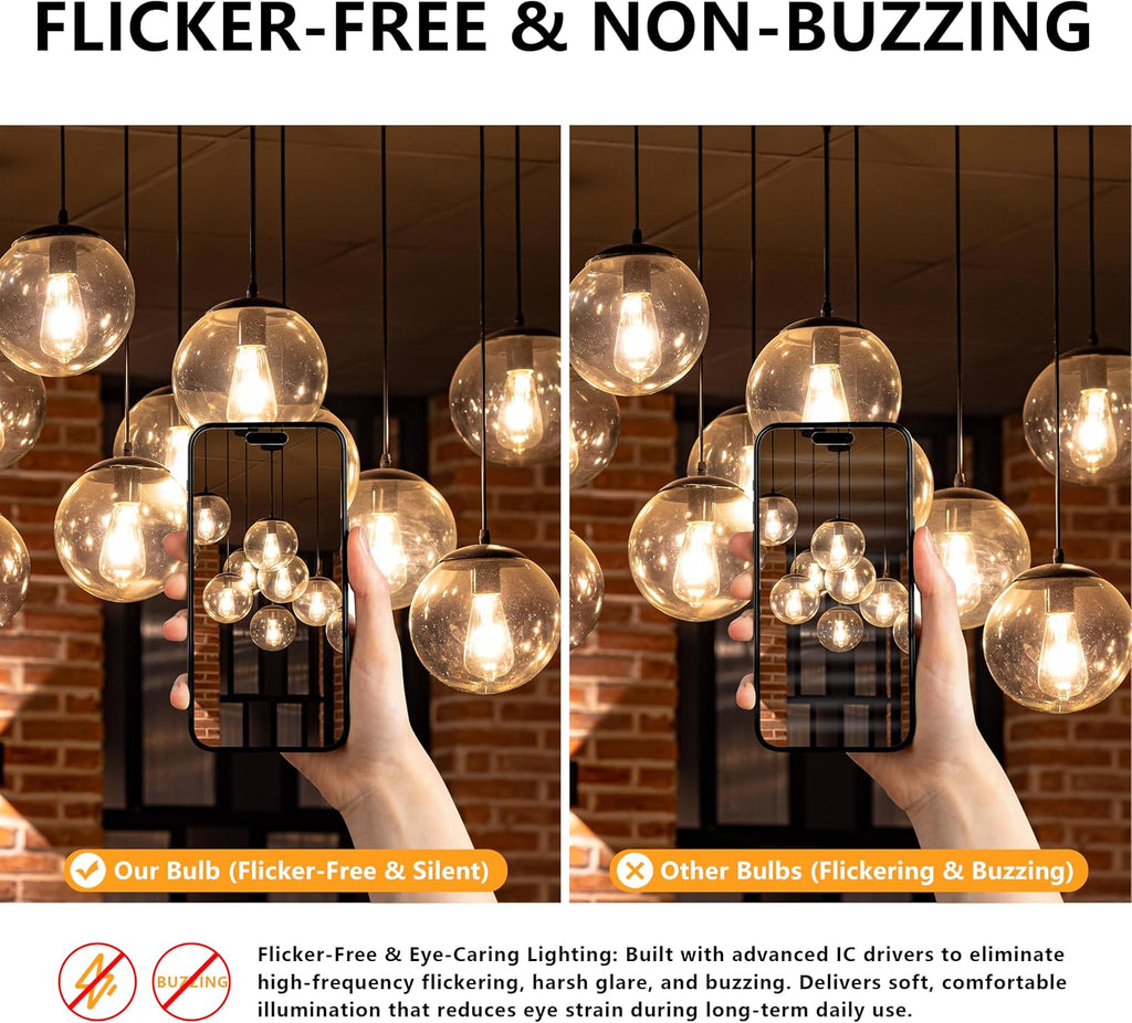 ST58 E26 LED Bulb 60 Watt Equivalent 2700K Dimmable, 4 Pack