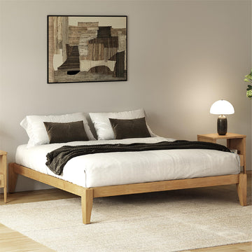 Thor Japanese Joinery Bed Frame King, Solid Wood (Light Oak)