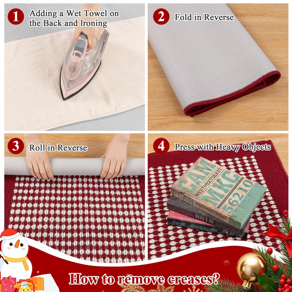 Christmas Indoor Doormat Washable Red Muddy Rugs for Dogs 32"x48"