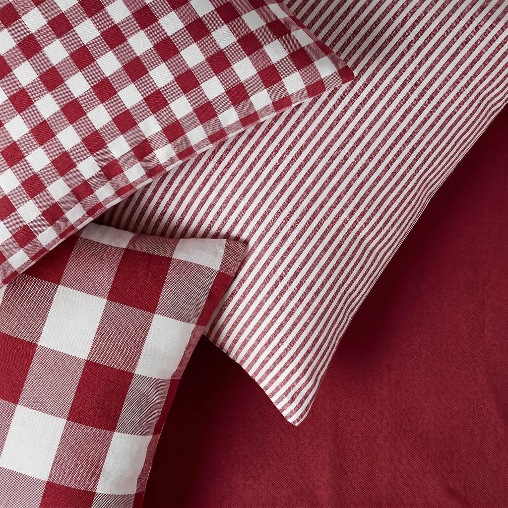 Red and White Buffalo Check Plaid Outdoor Throw Pillow Cover 20x20 Set of 4