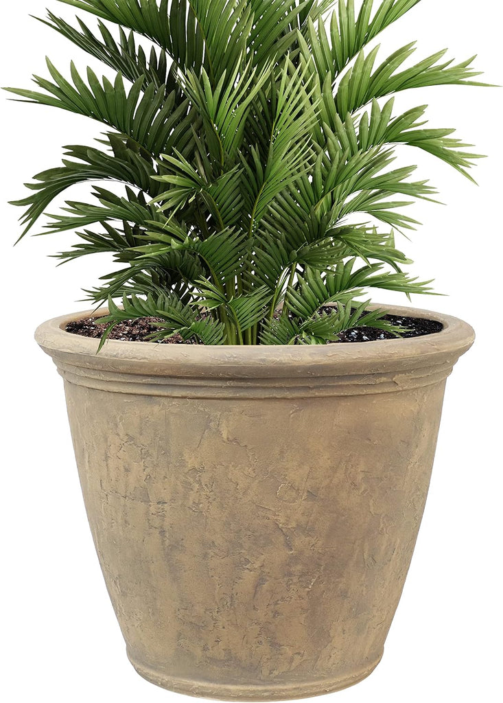 Anjelica 24'' Large Plastic Planter Pot for Plants, Beige | 19-Gallon Capacity, Large Plastic Planter for Outdoors