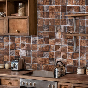 Glass Backsplash Tile Bathroom Wall Antique Bronze Brown 2x2 Glass Mosaic Tiles (Box of 5 Sheets)