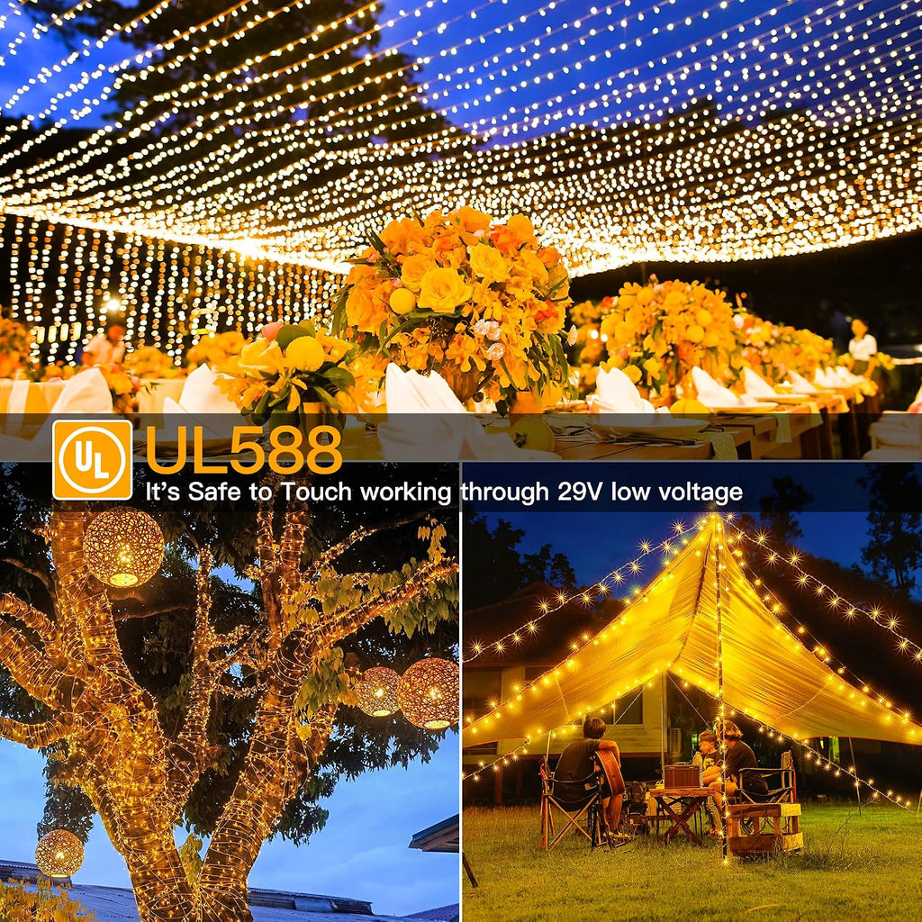 Christmas Lights Outdoor 800LED 262FT, Warm White Plug in Fairy Light